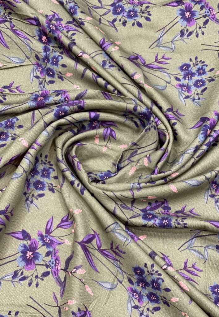 Soft Plum Floral Deep Olive Green Marina Unstitched 2-Piece Suit 1