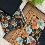 Black Khaddar Unstitched 3-Piece Suit with Multicolor Floral & Digital Dupatta
