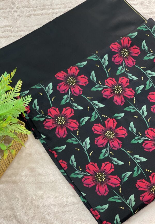 Black & Red Floral Doria Lilan Unstitched 2-Piece Suit 1