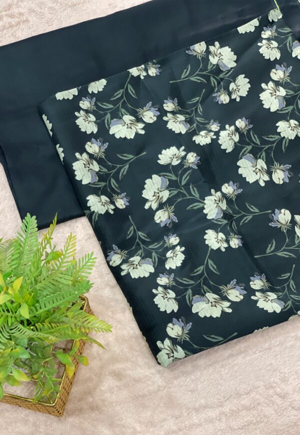 Deep Green Floral Doria Lilan Unstitched 2-Piece Suit 1