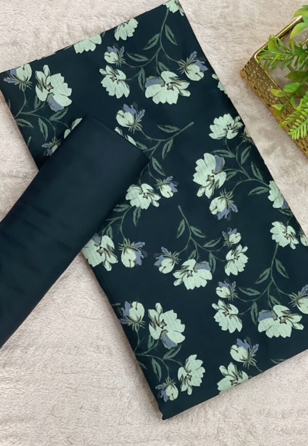 Deep Green Floral Doria Lilan Unstitched 2-Piece Suit