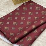 Deep Mahroon Doria Lilan Unstitched 2-Piece Suit