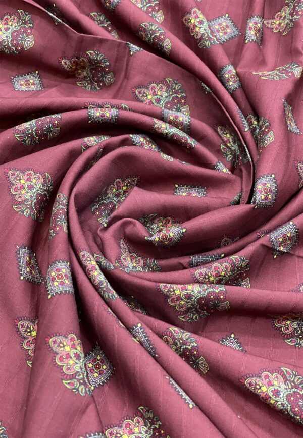 Deep Mahroon Doria Lilan Unstitched 2-Piece Suit 1