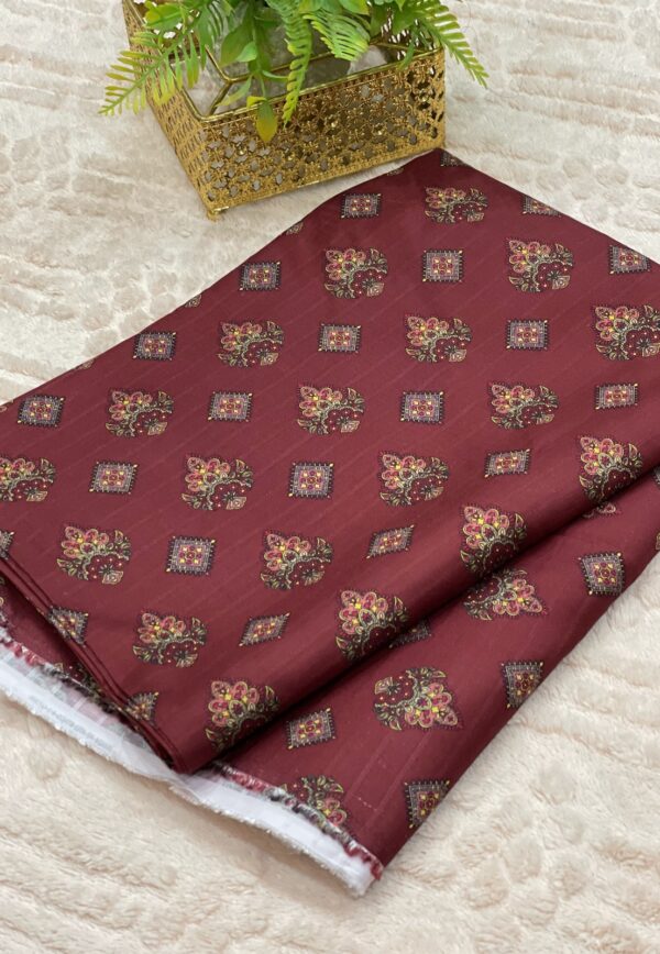 Deep Mahroon Doria Lilan Unstitched 2-Piece Suit