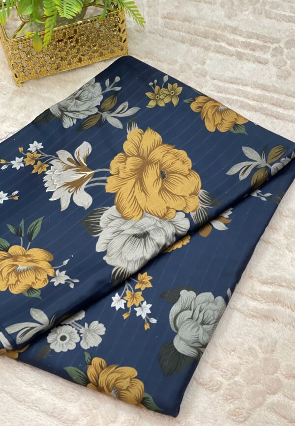 Deep Zinc Blue Floral Doria Lilan Unstitched 2-Piece Suit