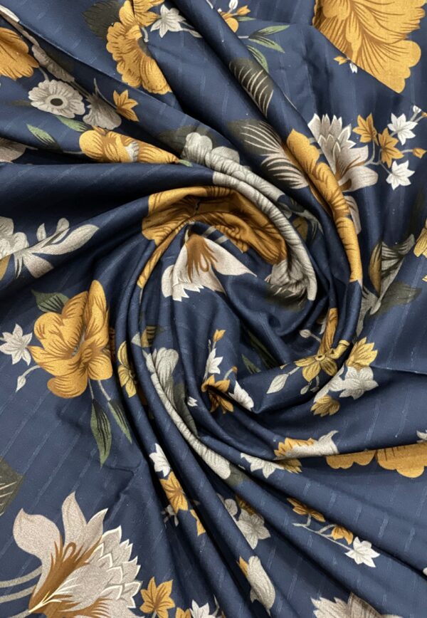 Deep Zinc Blue Floral Doria Lilan Unstitched 2-Piece Suit 1