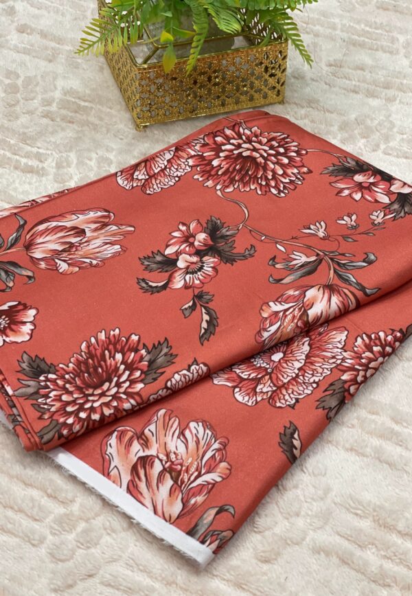 Rust Orange Floral Marina Unstitched 2-Piece Suit