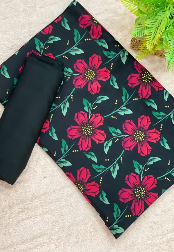Black & Red Floral Doria Lilan Unstitched 2-Piece Suit