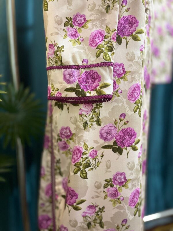 Beige Marina Stitched 2-Piece Winter Suit with Floral Print 1