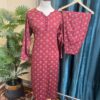 Deep Maroon Doria Lilan Stitched 2-Piece Winter Suit with Butti Print