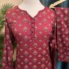 Deep Maroon Doria Lilan Stitched 2-Piece Winter Suit with Butti Print 2