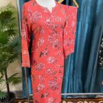 Rust Orange Floral Marina Stitched 2-Piece Winter Suit with Lace Details