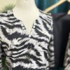 Black & White Zebra Print Lilan Stitched 3-Piece Suit with Floral Dupatta 1