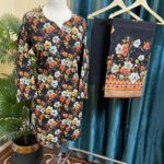 Black Khaddar Stitched 3-Piece Suit with Multicolor Floral & Digital Dupatta