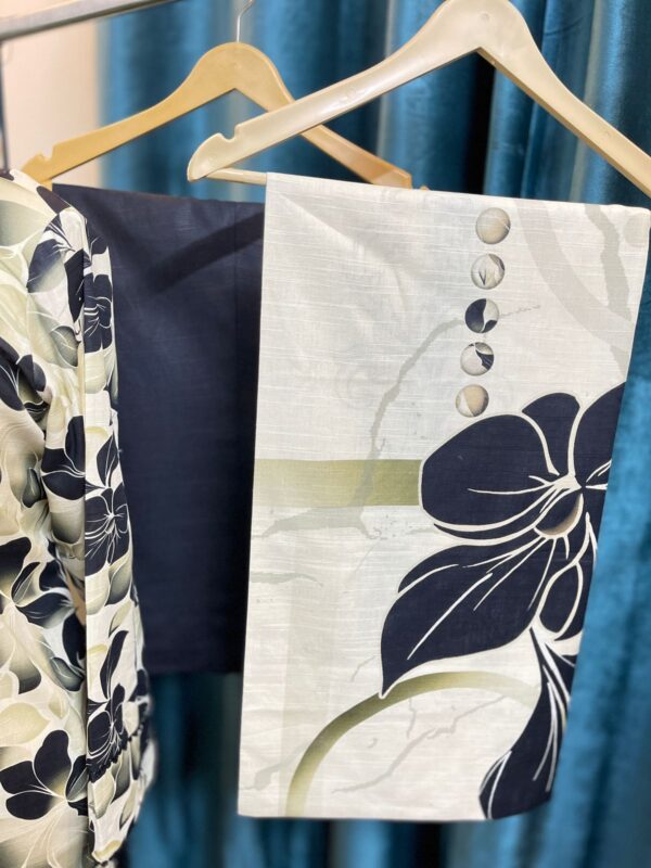 Black & Beige Khaddar Stitched 3-Piece Suit with Digital Dupatta & Lace Details 2