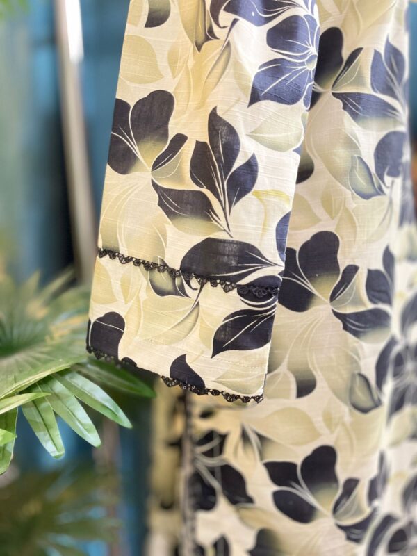 Black & Beige Khaddar Stitched 3-Piece Suit with Digital Dupatta & Lace Details 3