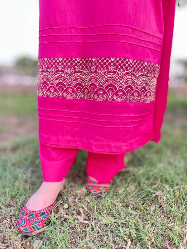 Shocking Pink Premium Lawn Stitched 3 Piece Suit